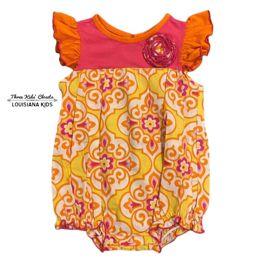 Banana Split 18m Pink Orange Yellow Bubble Romper